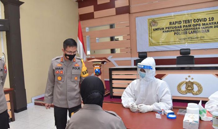 Kapolres Lamongan Pantau Rapid Test Personel Pengamanan Pilkada 2020