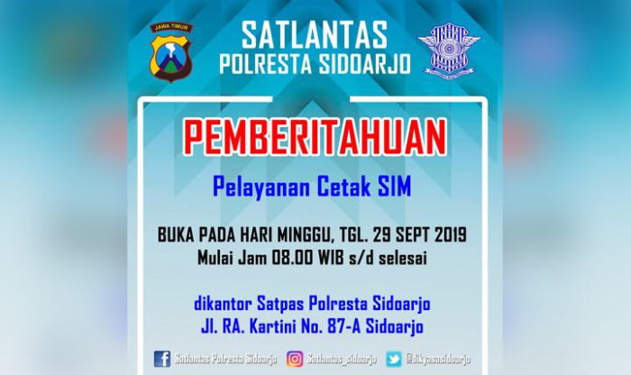 Pelayanan SIM Satpas Polresta Sidoarjo Tetap Buka di Hari Minggu Pelayanan SIM Satpas Polresta Sidoarjo Tetap Buka di Hari Minggu