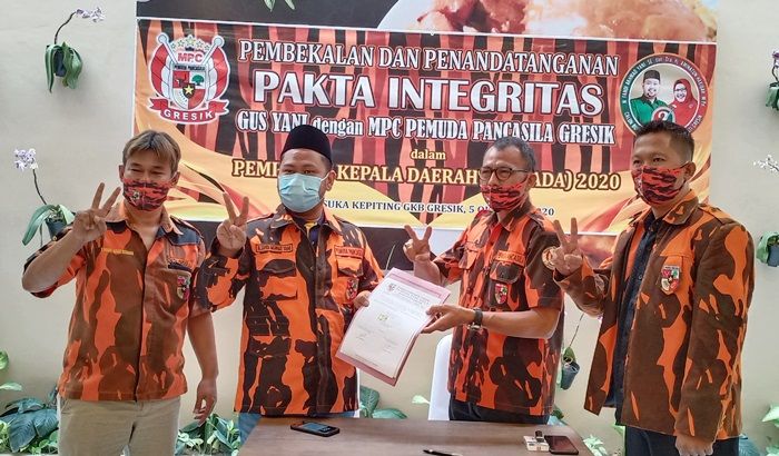 Teken Pakta Integritas, Pemuda Pancasila Gresik Siap Sumbang 65 Ribu Suara untuk Niat