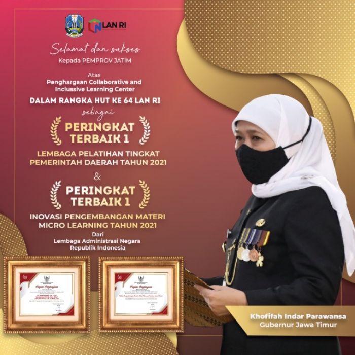 Raih Dua Penghargaan Terbaik Pertama dari LAN RI, ​Kado HUT ke-76 RI untuk ASN Pemprov Jatim 