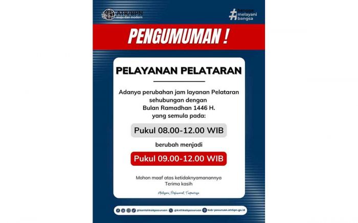 Perubahan Jam Layanan Giat Pelataran Kantah Kabupaten Pasuruan Selama Ramadhan Perubahan Jam Layanan Giat Pelataran Kantah Kabupaten Pasuruan Selama Ramadhan