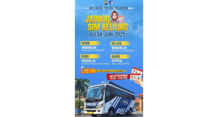 Jadwal Layanan SIM Keliling Polres Pasuruan Selama Juni 2025 Jadwal Layanan SIM Keliling Polres Pasuruan Selama Juni 2025
