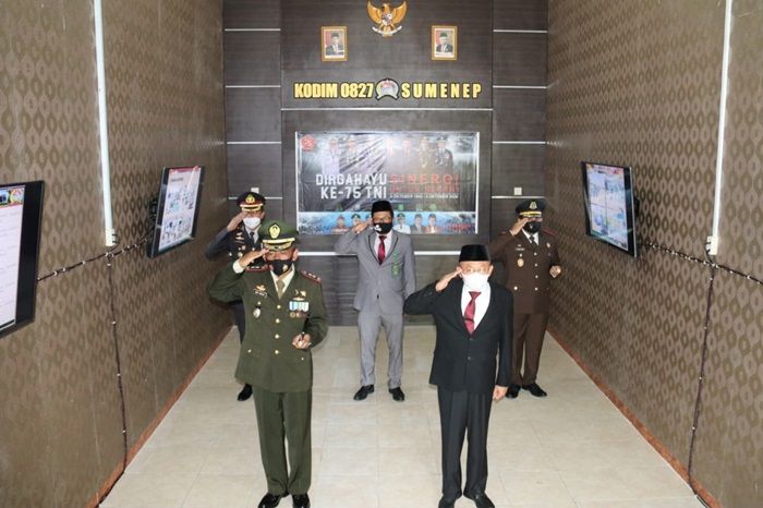 ​Kondisi Pandemi, Kodim 0827 Sumenep Gelar Upacara HUT TNI ke-75 Virtual