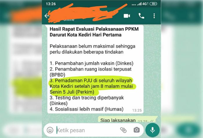 Viral Pesan Berantai Soal Pemadaman PJU di Kota Kediri Mulai Jam 8 Malam, Ternyata Bukan Hoax