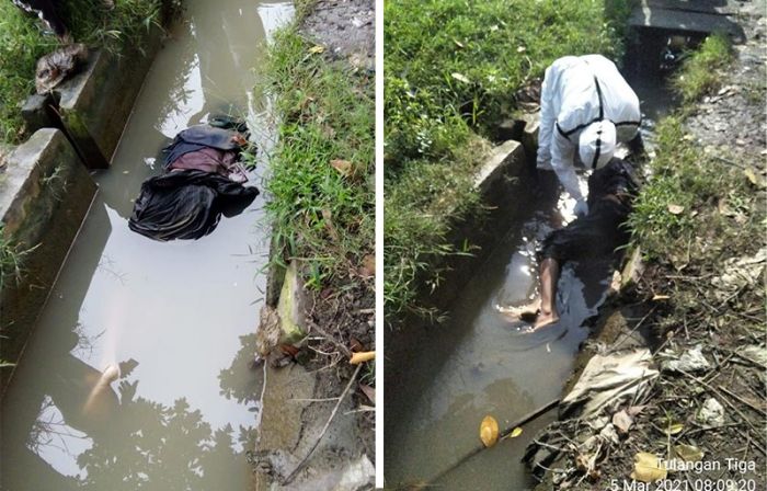 Mayat Pria Ditemukan di Parit Desa Gelang Sidoarjo