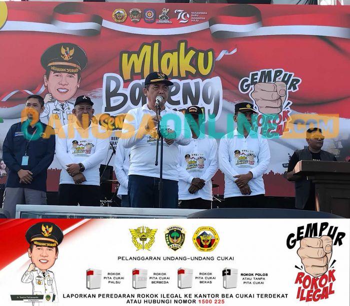 Sosialisasikan Cukai, Pemkab Madiun Ajak Warga Mlaku Bareng dan Senam Bersama Sosialisasikan Cukai, Pemkab Madiun Ajak Warga Mlaku Bareng dan Senam Bersama