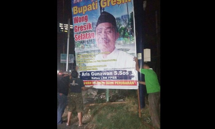 Maju Pilbup Gresik 2020, Aris Gunawan Tebar Baliho di 80 Titik