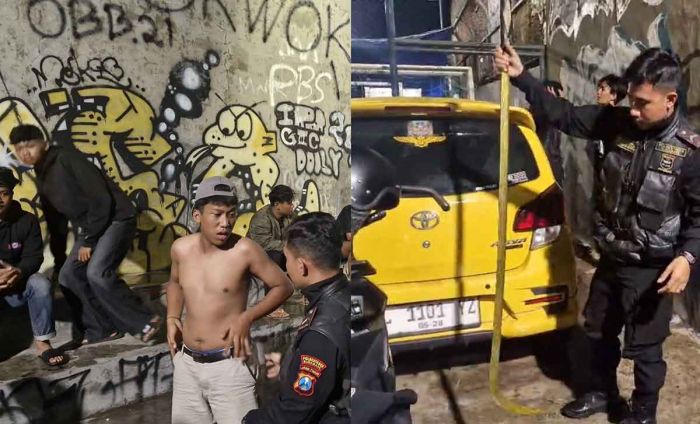 Tim Jogoboyo Sat Samapta Polrestabes Surabaya Amankan Belasan Remaja Bersajam Tim Jogoboyo Sat Samapta Polrestabes Surabaya Amankan Belasan Remaja Bersajam