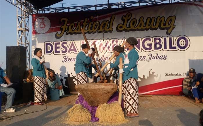 Meriahkan HUT RI ke-73, Warga Kembangbilo Gelar Lomba Tabuh Lesung