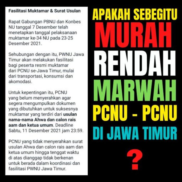 PCNU-PCNU di Jatim Resah, Merasa Diancam PWNU Soal Calon Rais Aam, Caketum dan Ahwa PCNU-PCNU di Jatim Resah, Merasa Diancam PWNU Soal Calon Rais Aam, Caketum dan Ahwa