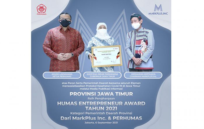 Raih Penghargaan Humas Enterpreneur Award 2021, Gubernur Khofifah: Ini Peran Kolaboratif Semua Tim