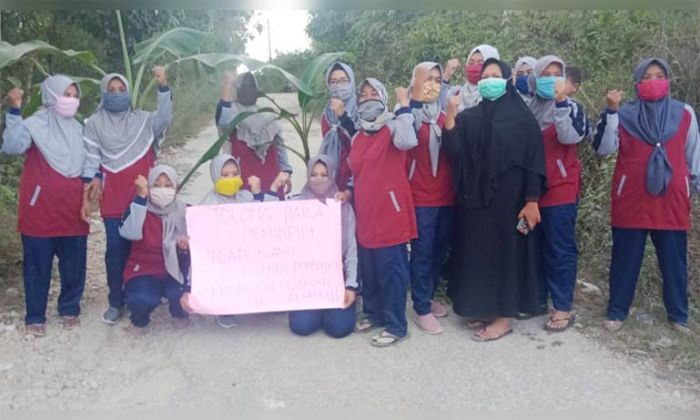 Kecewa Rusak Bertahun-tahun Tak Diperbaiki, Emak-emak Blokir Jalan Poros Desa dan Tanam Pohon Pisang