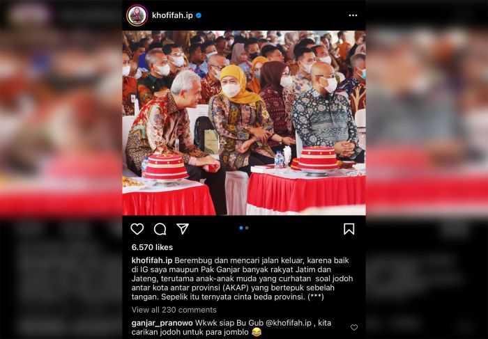 Khofifah - Ganjar "Sepakat Duet" Carikan Jodoh untuk Para Jomblo