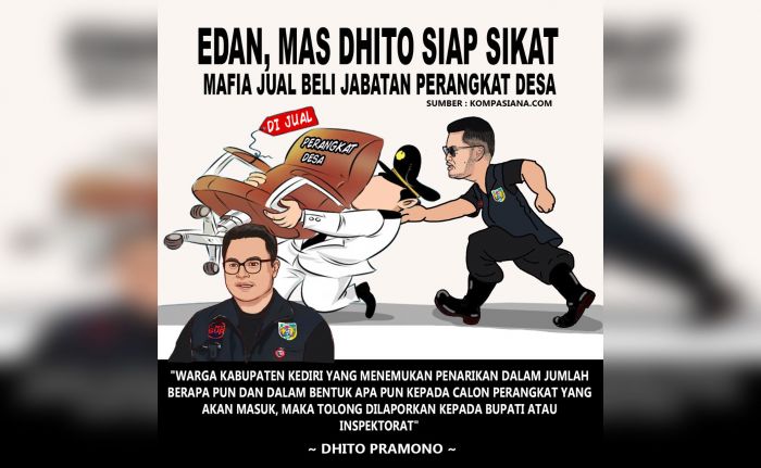 Karikatur Bupati Kediri Tarik Pria Berseragam Bawa Kursi Viral di Media Sosial, ini Maksudnya