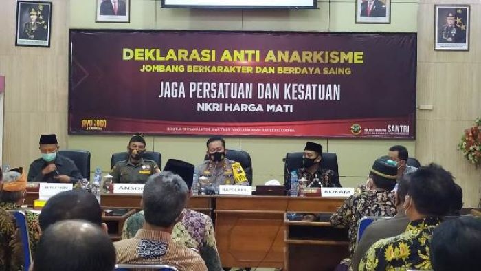 ​Jaga Persatuan dan Kesatuan, Polres Jombang Gelar Deklarasi Anti Anarkisme