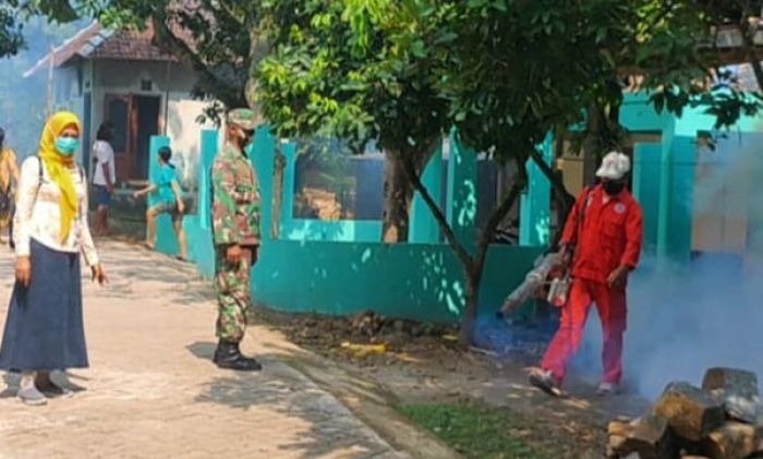 Cegah DBD di Ngawi, Koramil Ngrambe Bersama Petugas Kesehatan Lakukan Fogging Cegah DBD di Ngawi, Koramil Ngrambe Bersama Petugas Kesehatan Lakukan Fogging