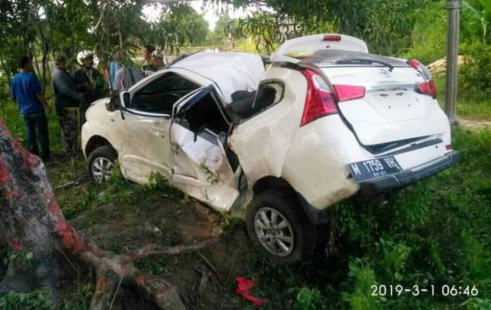 Kecelakaan Tunggal di Talang Siring Pamekasan, Mobil Avanza Rusak Berat