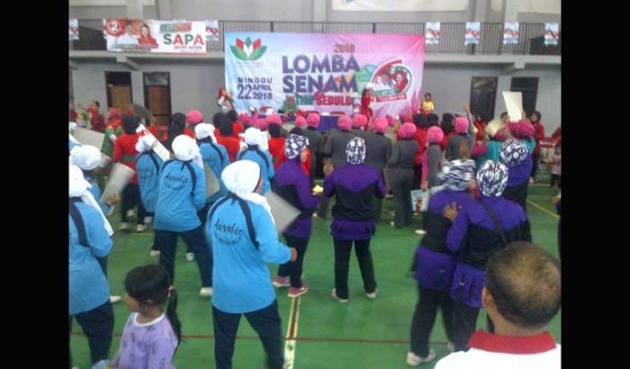 Gelar Lomba Senam Jatim Sedulur, Perempuan Bangsa Mojokerto Dukung Gus Ipul-Puti