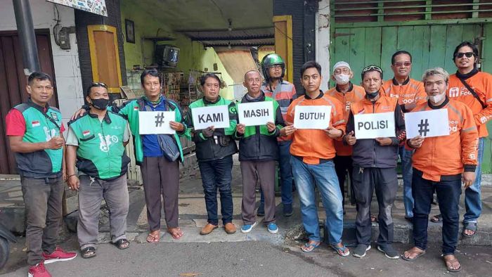 Sekelompok Ojol di Pasuruan Gelar Aksi Tagar #KamiMasihButuhPolisi