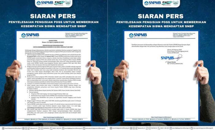 SNBP 2025 Dimulai, Panitia SNPMB Perpanjang Tenggat Pengisian PDSS SNBP 2025 Dimulai, Panitia SNPMB Perpanjang Tenggat Pengisian PDSS