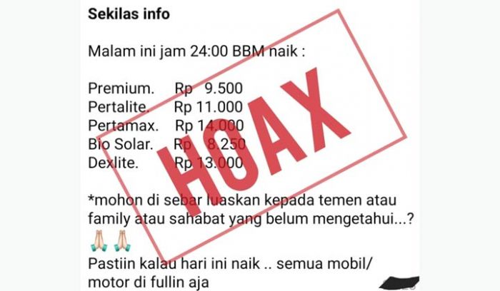 Beredar Kabar Kenaikan Harga BBM, Pertamina: Hoax Beredar Kabar Kenaikan Harga BBM, Pertamina: Hoax