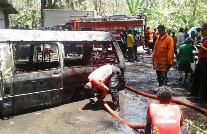 Diduga Terkena Percikan Api Las, Mobil L300 di Jalan Pantura Arjasa Hangus Terbakar Diduga Terkena Percikan Api Las, Mobil L300 di Jalan Pantura Arjasa Hangus Terbakar