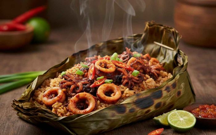 Nasi Bakar Cumi Pedas, Cocok disajikan Bersama Keluarga