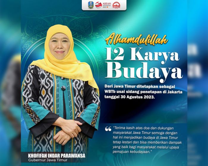 12 Karya Budaya Jatim Resmi Jadi WBTb Nasional, Gubernur Khofifah Bilang Begini 12 Karya Budaya Jatim Resmi Jadi WBTb Nasional, Gubernur Khofifah Bilang Begini