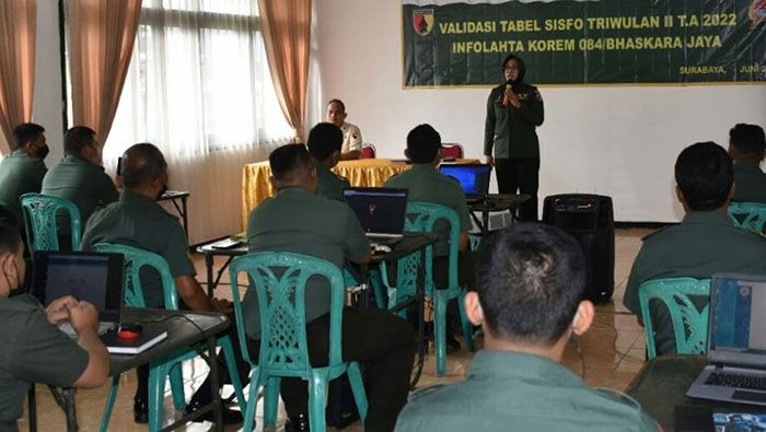 Infolahta Korem 084/BJ Gelar Validasi Tabel Sisfo Triwulan II