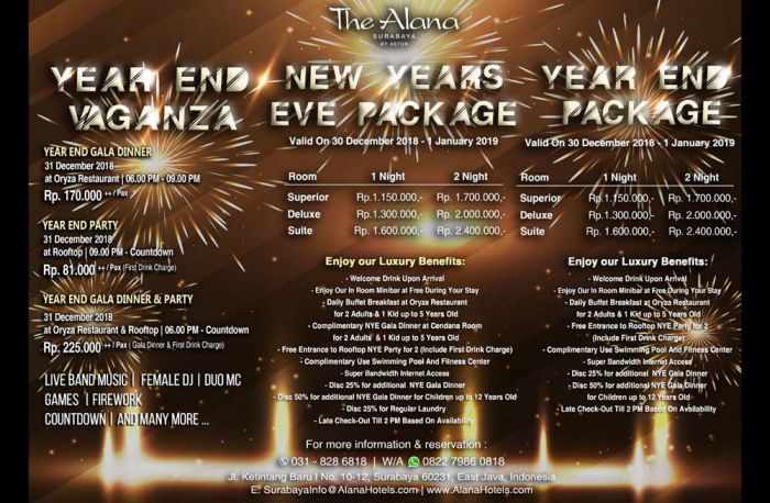 Nikmati Malam Tahun Baru di The Alana dengan Year End Vaganza
