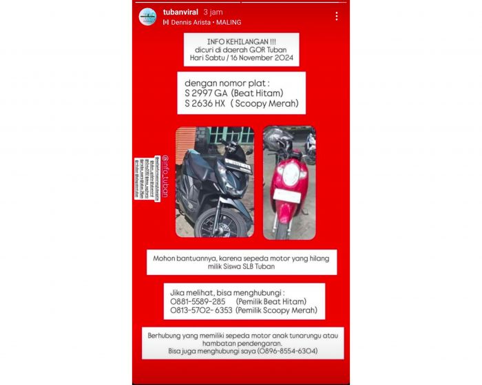 Warga Resah Kawasan GOR Tuban Marak Aksi Maling Motor dan Helm Warga Resah Kawasan GOR Tuban Marak Aksi Maling Motor dan Helm