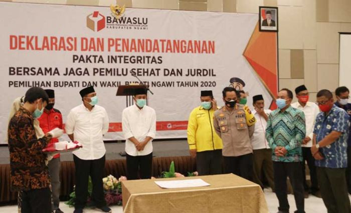 Hadiri Deklarasi dan Penandatanganan Pakta Integritas Pilkada, Kapolres Ngawi Ingatkan Protkes