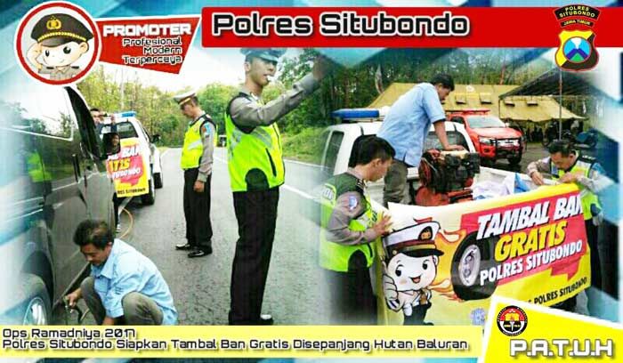 Polres Situbondo Siagakan Tambal Ban Mobile Gratis Pemudik di Hutan Baluran Polres Situbondo Siagakan Tambal Ban Mobile Gratis Pemudik di Hutan Baluran