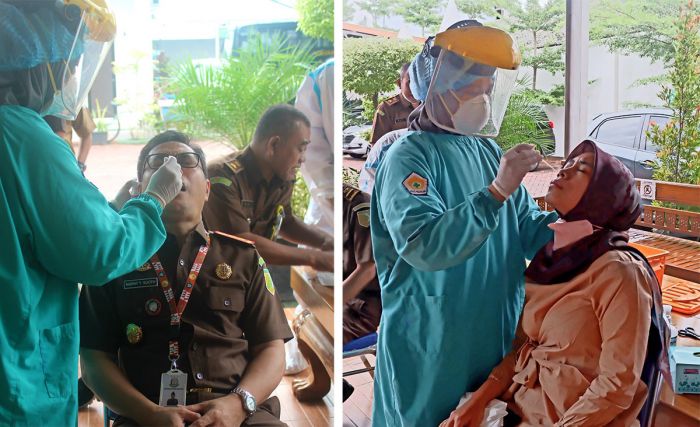 Antisipasi Penyebaran Covid-19, Seluruh Pegawai Kejari Nganjuk Diswab Test PCR