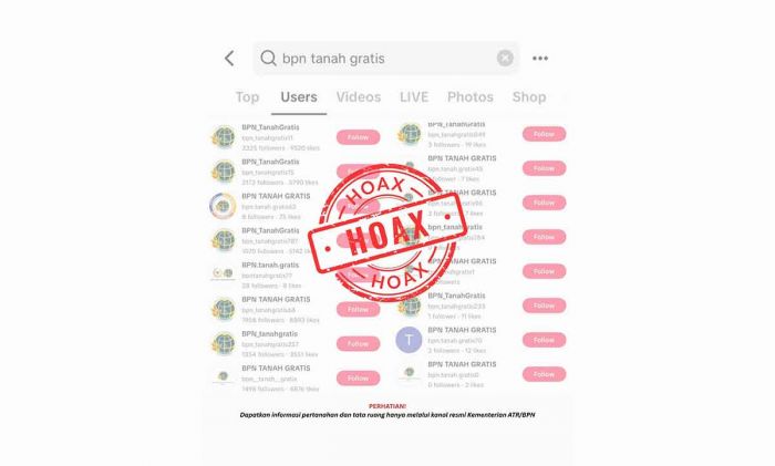Kementerian ATR/BPN Minta Masyarakat Waspadai Hoaks di TikTok