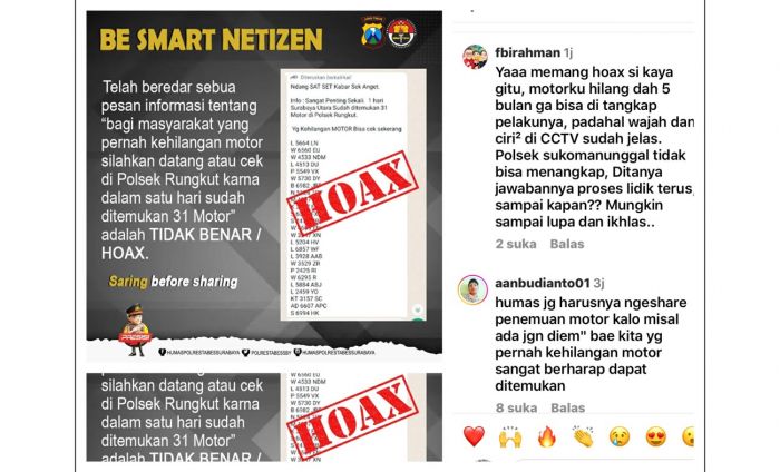 Polrestabes Surabaya Bantah Temuan 31 Motor Hasil Curian, Netizen Berikan Komentar Menohok