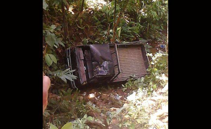 Tak Kuat di Tanjakan, Mobil Pikap Nyemplung di Jurang Desa Depok Trenggalek