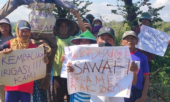 ​Rusak Irigasi Sawah, Para Petani di Ponorogo Unjuk Rasa Tuntut Tambang Ditutup