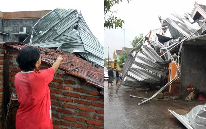 Belasan Rumah di Porong Porak Poranda Diterjang Angin Kencang Belasan Rumah di Porong Porak Poranda Diterjang Angin Kencang