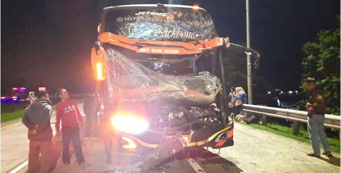 ​Bus Pariwisata Tabrak Truk di Tol Jombang, Empat Orang Luka