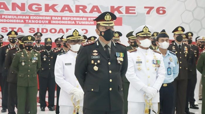 Polresta Sidoarjo dan Forkopimda Ikuti Upacara Virtual Hari Bhayangkara ke-76 Dipimpin Presiden Joko