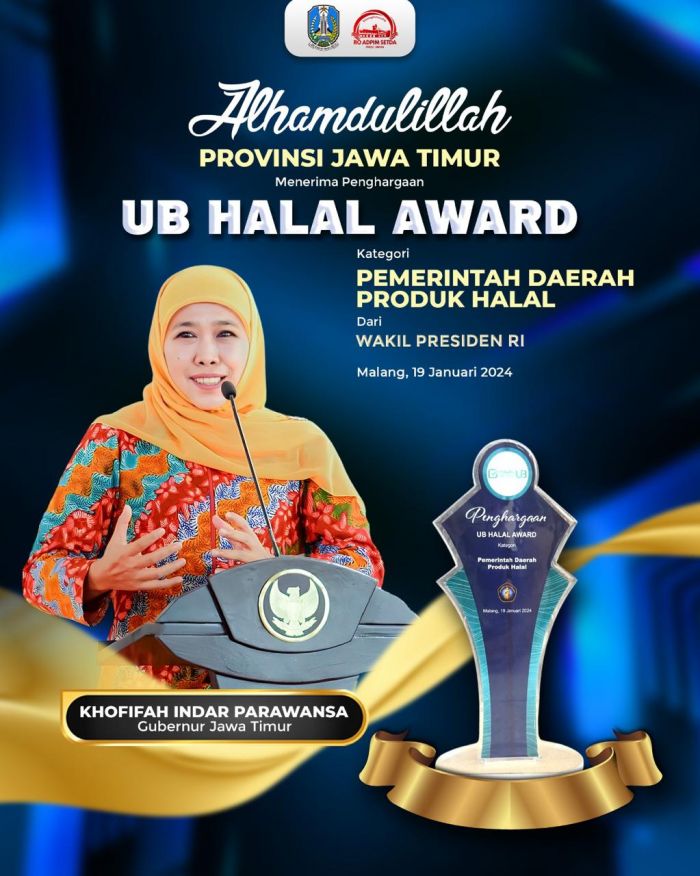 Jatim Raih Penghargaan Halal Award UB, Gubernur Khofifah: Sertifikasi itu Penting