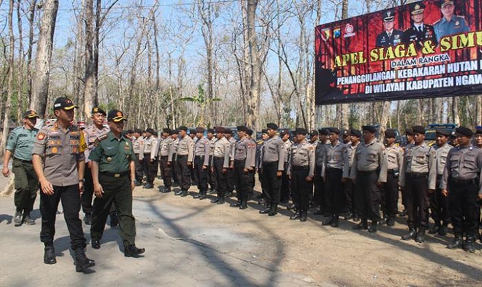 Antisipasi Kerawanan Kebakaran Hutan, Polres Ngawi Bersama Perhutani Gelar Simulasi Siaga Kebakaran