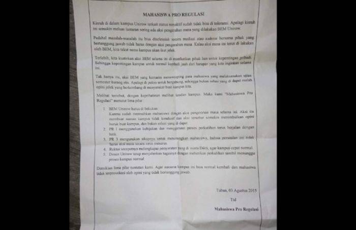 Edaran Misterius Gegerkan UNIROW, Mahasiswa Tuding Rektorat Sebagai Pelaku Edaran Misterius Gegerkan UNIROW, Mahasiswa Tuding Rektorat Sebagai Pelaku