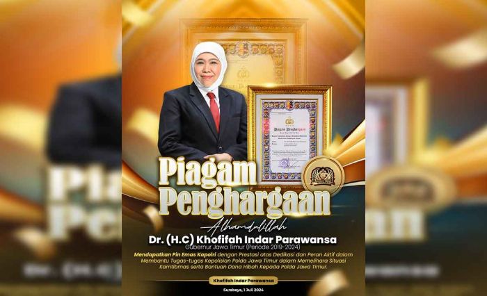 Aktif Dukung Tugas Kepolisian, Khofifah Raih Penghargaan dari Kapolri di HUT ke-78 Bhayangkara Aktif Dukung Tugas Kepolisian, Khofifah Raih Penghargaan dari Kapolri di HUT ke-78 Bhayangkara