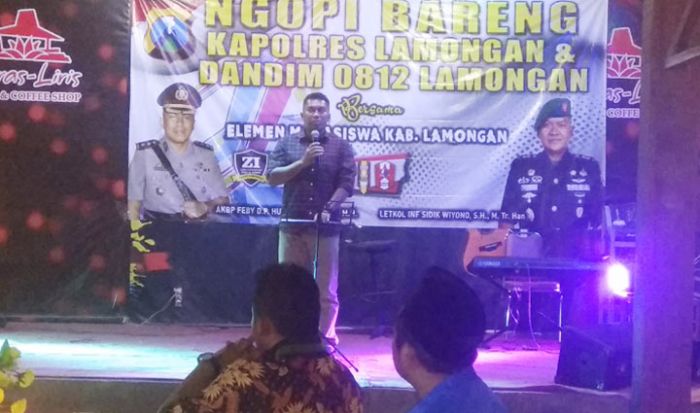 Ajak Jaga Kondusivitas Lamongan, Kapolres dan Dandim Cangkruk Bareng Aktivis Mahasiswa