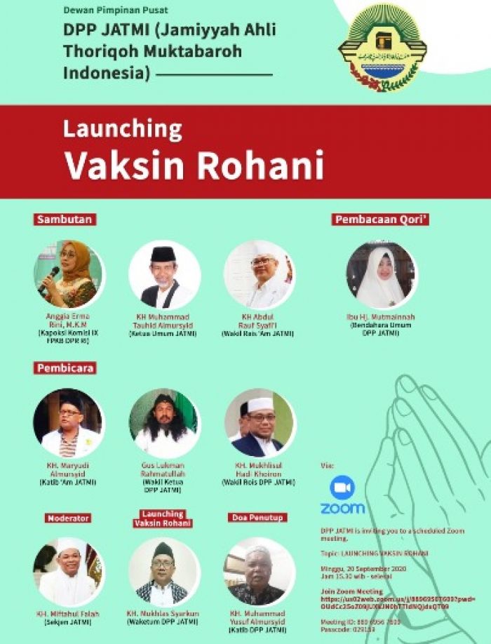 Ahad, JATMI Launching Vaksin Rohani, Solusi Holistik Atasi Pandemi dan Ancaman Resesi