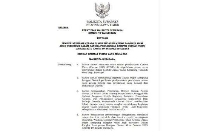 Pemkot Surabaya Segera Cairkan Dana Hibah Kampung Tangguh Pemkot Surabaya Segera Cairkan Dana Hibah Kampung Tangguh