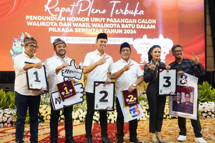 Sah! KPU Undi dan Tetapkan Nomor Tiga Paslon Peserta Pilwali Batu 2024 Sah! KPU Undi dan Tetapkan Nomor Tiga Paslon Peserta Pilwali Batu 2024