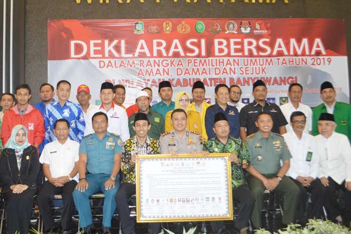 Wujudkan Kondusivitas Pemilu 2019, Kapolres Banyuwangi Gelar Deklarasi Damai